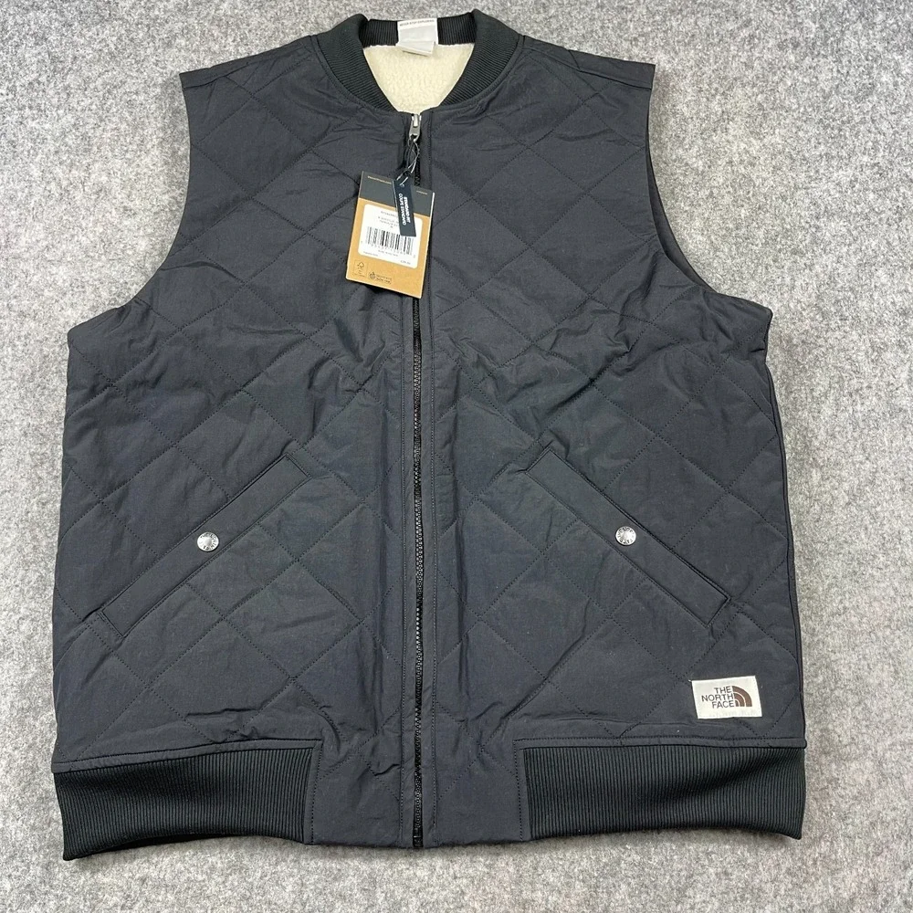 North Face‎ Cuchillo Insulated Vest Mens Medium Black Sherpa Lined NEW